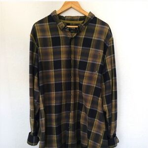 Nwot Casual Plaid Button-Down Shirt - Blue and Olive XXL